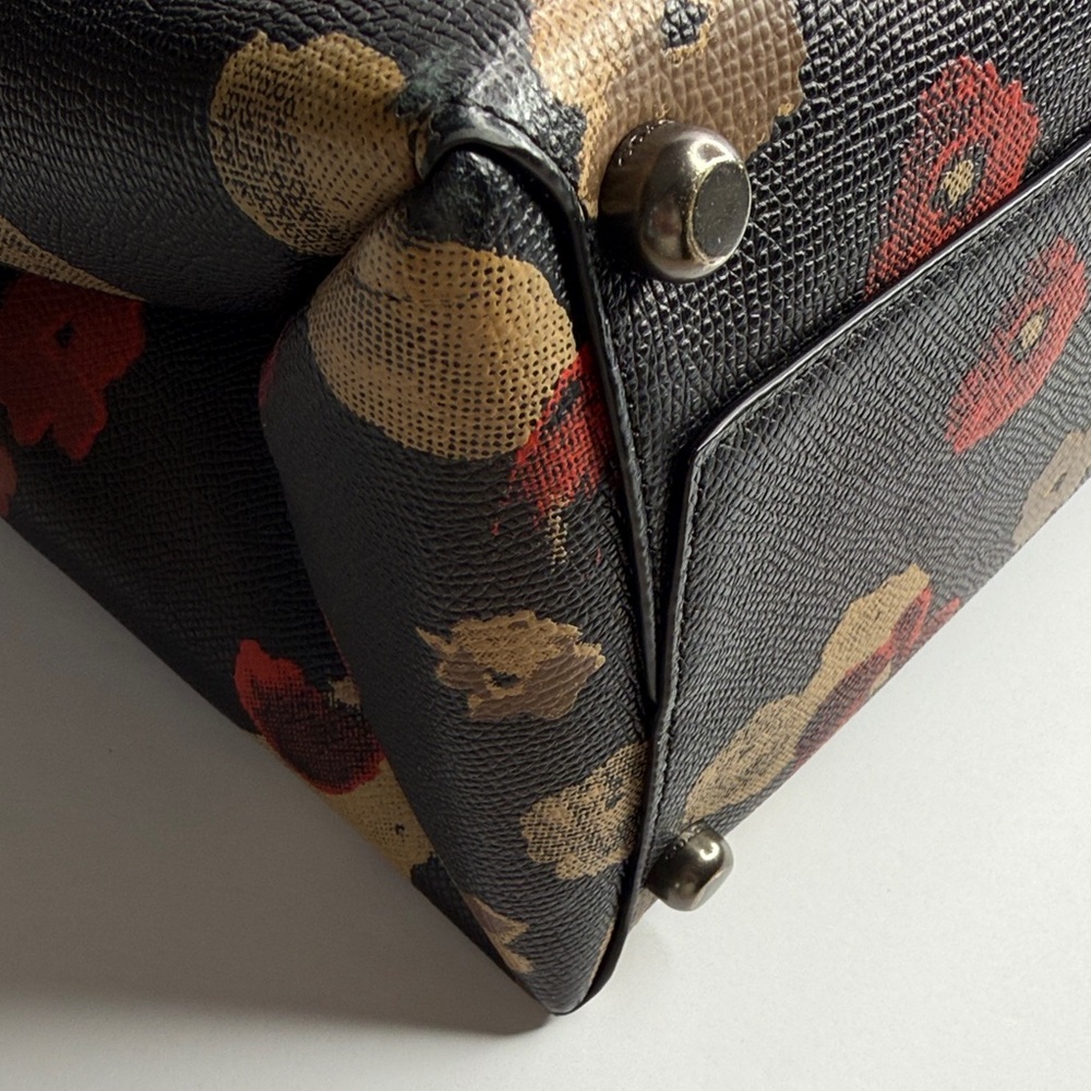 RARE Vintage COACH Borough Black,Red,Tan Floral Turnkey Crossbody Satchel #33608 - Picture 13 of 16